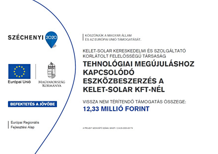 Tehnológiai megújuláshoz kapcsolódó eszközbeszerzés a Kelet-Solar Kft-nél
